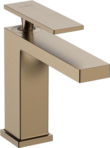 hansgrohe Tecturis E - Waschtischarmatur ohne Ablauf, Wasserhahn Bad mit Auslauf Höhe 110 mm, Mischbatterie Waschbecken wassersparend (EcoSmart+), Brushed Bronze von hansgrohe