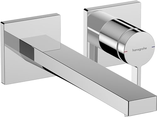 hansgrohe Tecturis E - Waschtischarmatur Unterputz für Wandmontage mit Ablauf, Wasserhahn Bad mit Auslauf Länge 22,5 cm, Mischbatterie Waschbecken wassersparend (EcoSmart+), Chrom von hansgrohe