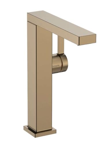 hansgrohe Tecturis E - Waschtischarmatur mit Push-Open Ablauf, energiesparend (CoolStart), Wasserhahn Bad mit Auslauf Höhe 210 mm, Mischbatterie Waschbecken wassersparend (EcoSmart+), Brushed Bronze von hansgrohe