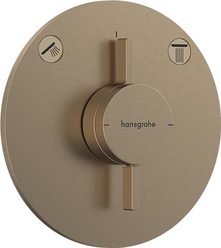 hansgrohe DuoTurn S - Duscharmatur Unterputz für 2 Verbraucher, Mischbatterie Dusche rund, Einhebelmischer für iBox universal 2, Brushed Bronze von hansgrohe