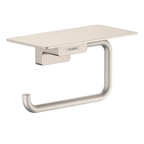 hansgrohe AddStoris 41772820 Toilettenpapier aus gebürstetem Nickel, GPM Rollenhalter mit Ablage von hansgrohe