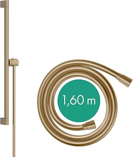 hansgrohe Brausestange Unica S Puro, Duschstange 65cm mit Brauseschlauch Isiflex 160cm und Easy Slide Duschkopfalterung, Brushed Bronze von hansgrohe