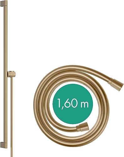 hansgrohe Brausestange Unica S Puro, Duschstange 90cm mit Brauseschlauch Isiflex 160cm und Easy Slide Duschkopfalterung, Brushed Bronze von hansgrohe