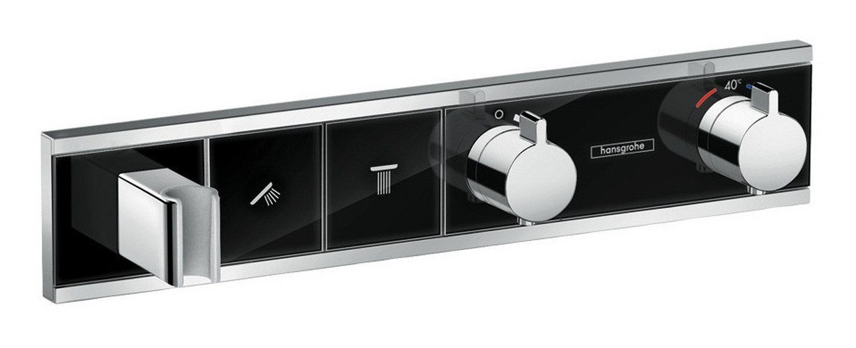 hansgrohe Brausethermostat RainSelect Für 2 Verbraucher m. integriertem Brausehalter Unterputz - Schwarz von hansgrohe