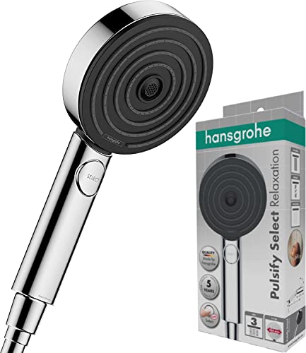 hansgrohe Pulsify Select S - Duschkopf, Handbrause mit 3 Strahlarten (Relaxation Version), runde Duschbrause (⌀ 105 mm), Brausekopf mit Antikalk-Funktion, Chrom von hansgrohe