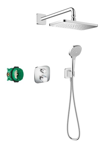 hansgrohe Duschset Croma E 280 Unterputz (6 in 1), Duschsystem mit Kopfbrause, Duschthermostat, Duschkopf, Duschschlauch inkl. Grundkörper und Halterungen, Chrom von hansgrohe