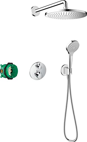 hansgrohe Duschset Croma E Unterputz (6 in 1), Duschsystem mit Kopfbrause, Duschthermostat, Duschkopf, Duschschlauch inkl. Grundkörper und Halterungen, Chrom von hansgrohe