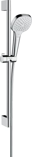 hansgrohe Duschset Croma Select E, Duschkopf wassersparend mit Schlauch und Halterung, verstellbar, Handbrause mit 3 Strahlarten, Weiß/Chrom, 0,65m Set von hansgrohe