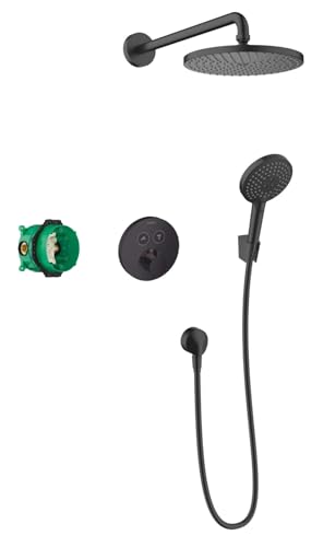 hansgrohe Duschset Raindance S 240 Unterputz (7 in 1), Duschsystem mit Kopfbrause, Duschthermostat, Duschkopf, Duschschlauch inkl. Grundkörper und Halterungen, Mattschwarz von hansgrohe