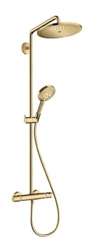 hansgrohe Duschsystem Croma Select S Showerpipe 280 Regendusche (Duschkopf, Duschstange, Thermostat, Schlauch, 3 Strahlarten) Polished Gold Optik von hansgrohe