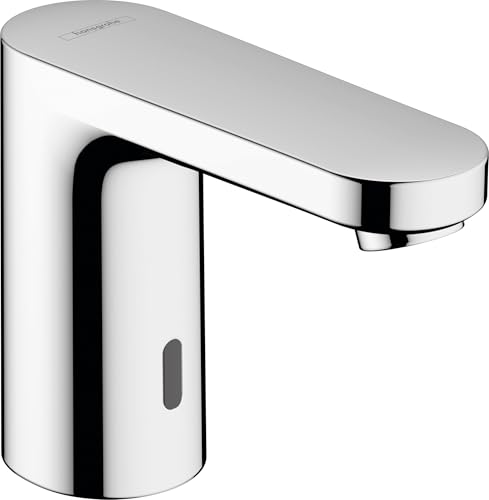hansgrohe Vernis Blend - Elektronik-Waschtischarmatur, isolierte Wasserführung, Wasserhahn mit Infrarot-Sensor, Auslauf Höhe 100 mm, Mischbatterie Waschbecken wassersparend (EcoSmart), Chrom, 71501000 von hansgrohe