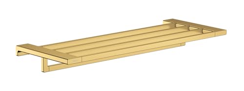 hansgrohe AddStoris - Handtuchablage mit Handtuchhalter, Badetuchhalter für Wandmontage, verdeckte Befestigung, Badezimmer Zubehör, Polished Gold Optic, 41751990 von hansgrohe
