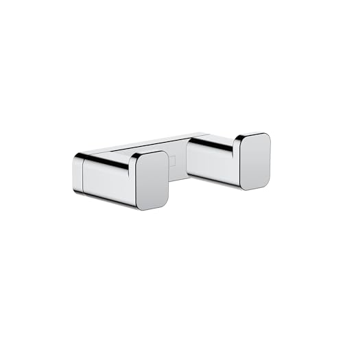 hansgrohe AddStoris - Handtuchhaken doppelt, Handtuchhalter, Bademantelhaken, verdeckte Befestigung, Badezimmer Zubehör, Chrom, 41755000 von hansgrohe