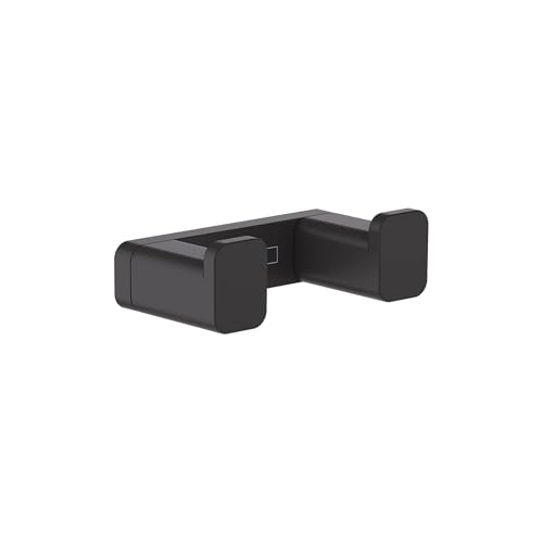hansgrohe AddStoris - Handtuchhaken doppelt, Handtuchhalter, Bademantelhaken, verdeckte Befestigung, Badezimmer Zubehör, Mattschwarz, 41755670 von hansgrohe
