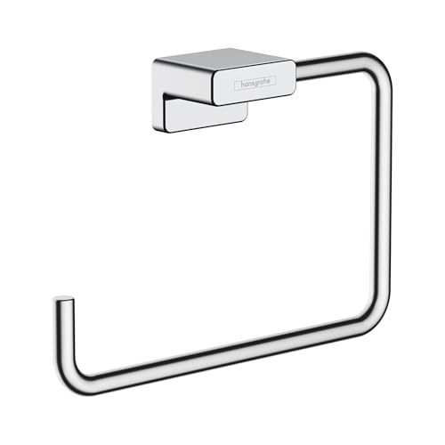 hansgrohe AddStoris - Handtuchring, Handtuchhalter für Wandmontage, verdeckte Befestigung, Badezimmer Zubehör, Chrom, 41754000 von hansgrohe