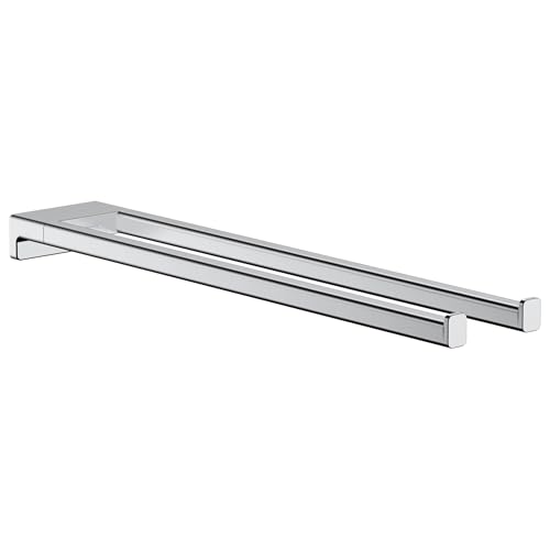 hansgrohe AddStoris - Handtuchhalter zweiarmig, Badetuchhalter, Handtuchstange doppelt, verdeckte Befestigung, Badezimmer Zubehör, Chrom, 41770000 von hansgrohe