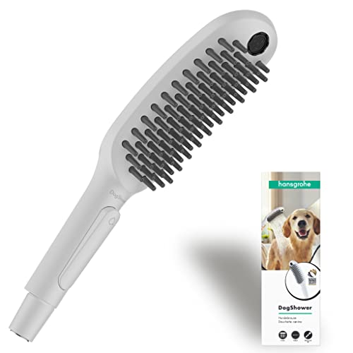 hansgrohe DogShower - Hundedusche mit 3 Strahlarten, Duschkopf für Hunde zur Fellpflege mit Streichelnoppen, 26640700, Mattweiß von hansgrohe