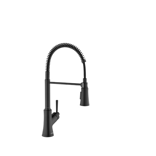 hansgrohe Joleena schwarze kommerzielle Küchenarmatur, Küchenarmaturen mit herausziehbarem Sprüher, Wasserhahn für Küchenspüle, mattschwarz 04792670, 49,3 cm hoch von hansgrohe