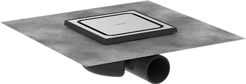 hansgrohe Komplettset Punktablauf RainDrain Spot, Bodenablauf Dusche 15 x 15cm, Edelstahl gebürstet von hansgrohe