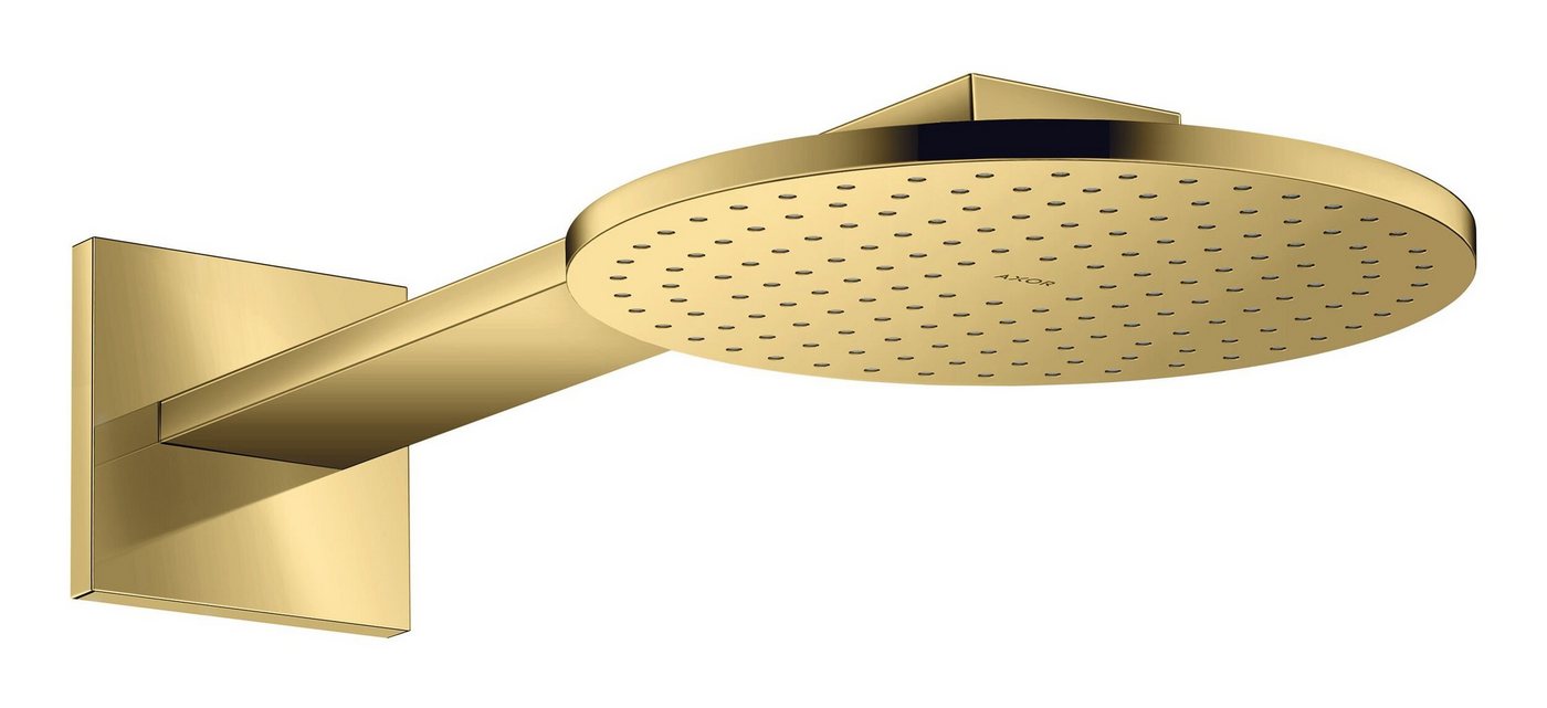 hansgrohe Kopfbrause Axor ShowerSolutions, Kopfbrause 250 2jet rund mit Brausearm Unterputz - Polished Gold Optic von hansgrohe