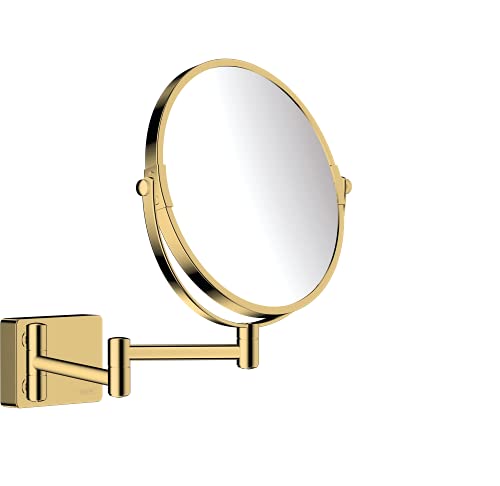 hansgrohe Kosmetikspiegel AddStoris, Rasierspiegel schwenkbar, Makeup Spiegel, Polished Gold Optic von hansgrohe