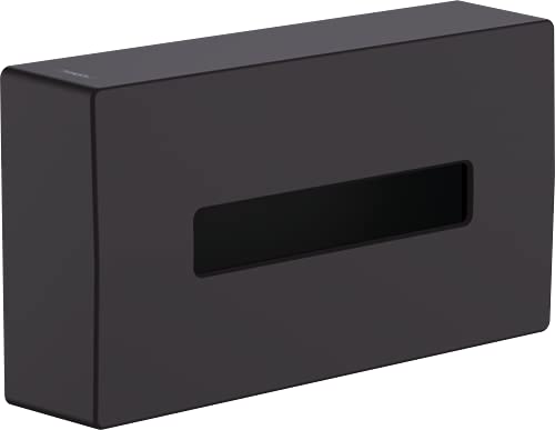 hansgrohe AddStoris - Kosmetiktuchbox, Kosemtiktuchspender für Wandmontage, verdeckte Befestigung, Badezimmer Zubehör, Mattschwarz, 41774670 von hansgrohe