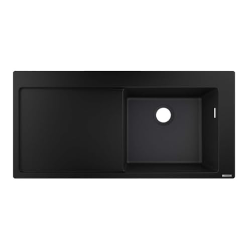 hansgrohe Küchen-/SilicaTec Granitspüle (Einbau Spülbecken 450mm mit Abtropffläche für 600mm Unterschrank) graphitschwarz von hansgrohe