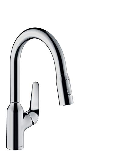 hansgrohe Küchenarmatur (Wasserhahn Küche 360° schwenkbar, ausziehbare Brause mit 2 Strahlarten, hoher Komfort-Auslauf 180mm, Standardanschlüsse) Chrom von hansgrohe