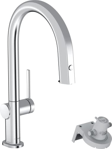 hansgrohe Küchenarmatur Aqittura M91 mit Wasserfilter, 3 Wege Wasserhahn Küche mit Auslauf Höhe 210 mm, 150° drehbar, ausziehbar, 1 Strahlart, Chrom von hansgrohe