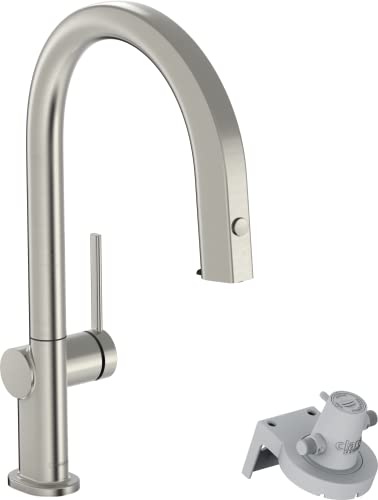 hansgrohe Küchenarmatur Aqittura M91 mit Wasserfilter, 3 Wege Wasserhahn Küche mit Auslauf Höhe 210 mm, 150° drehbar, ausziehbar, 1 Strahlart, Edelstahl Finish von hansgrohe