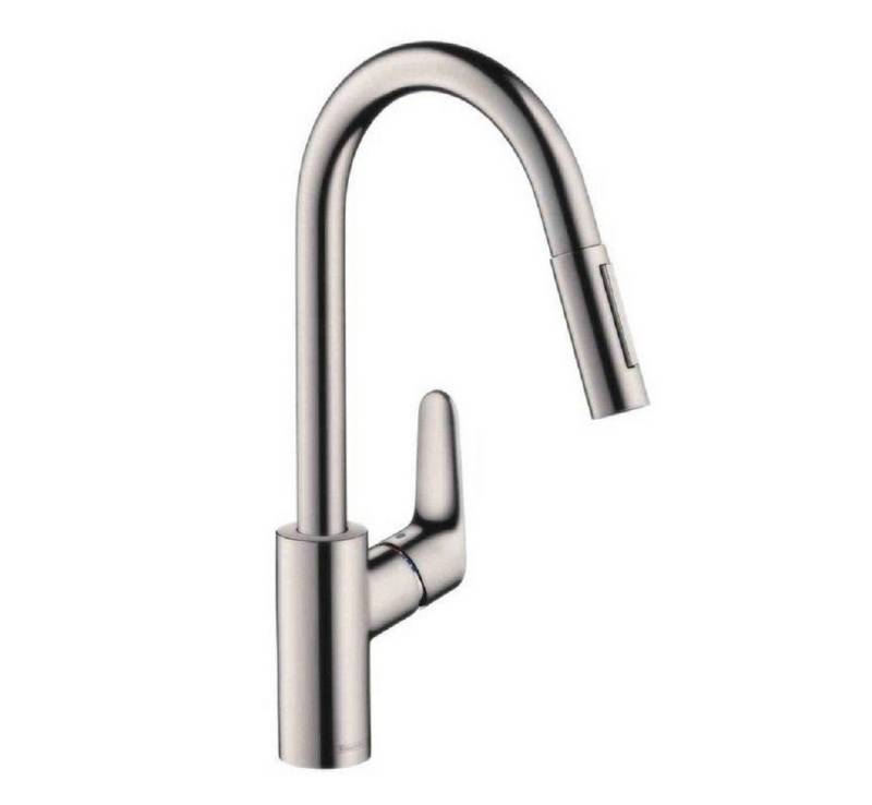 hansgrohe Küchenarmatur Focus Einhebel Küchenarmatur mit ausziehbarem Auslauf, Armatur Küche (Warmwasserarmatur & Kaltwasserarmatur, Kaltwassserhahn, Kaltwasser, Wasserhahn für Durchlauferhitzer geeignet, Spültischarmatur grohe) Küchenarmaturen Edelstahl Ausziehbar, Einhebelmischer Küchenspüle von hansgrohe