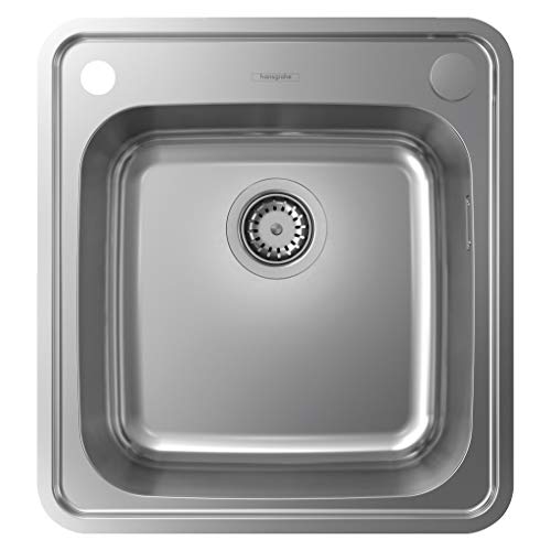 hansgrohe Küchenspüle mit vorgebohrten Hahnlöchern (Einbauspüle 400 x 400 mm) edelstahl, S412-F400 von hansgrohe