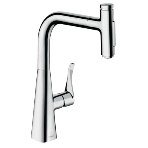 hansgrohe Metris Select M71 Einhebel-Küchenmischer 240, Ausziehbrause, 2jet, 73822000, Farbe: Chrom von hansgrohe