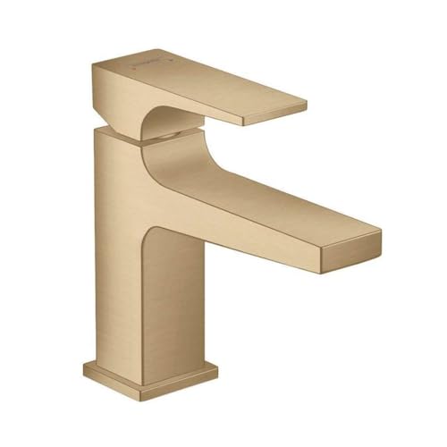 hansgrohe Metropol Einhebel-Waschtischmischer 100 mit Hebelgriff für Handwaschbecken mit Push-Open Ablaufgarnitur Brushed Bronze von hansgrohe