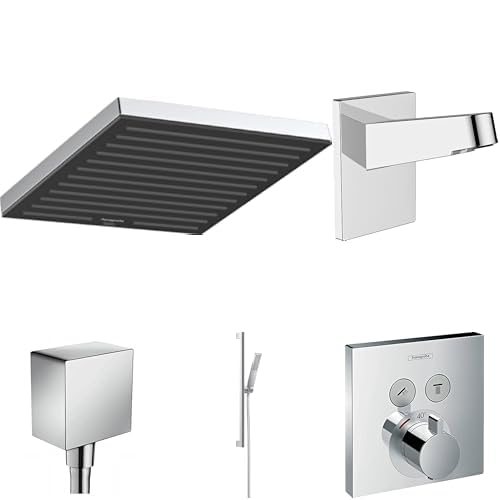 hansgrohe Pulsify E - Duschsystem Unterputz mit ShowerSelect Thermostat, Kopfbrause, Handbrause, Duschschlauch, Duschstange, Duschkopfhalterung und Schlauchanschluss, Chrom von hansgrohe