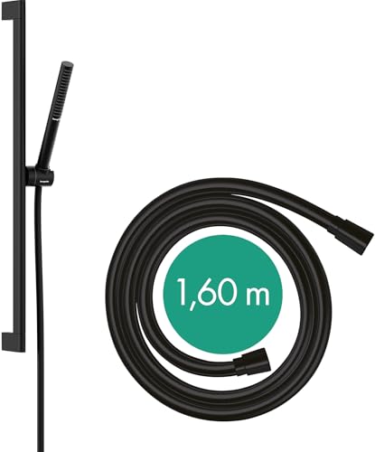 hansgrohe Pulsify S - Duschset mit Duschkopf wassersparend (EcoSmart, PowderRain-Strahl), Duschschlauch (1,60 m) und Duschstange (0,65 m), Mattschwarz, 24372670 von hansgrohe