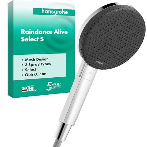 hansgrohe Raindance Alive Select S - Duschkopf, Handbrause mit 3 Strahlarten (inkl. PowderRain), runde Duschbrause (125 mm), Brausekopf mit Antikalk-Funktion, Chrom, 24500000 von hansgrohe