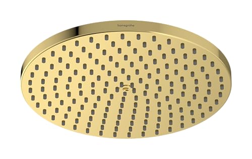 hansgrohe Raindance S - wassersparende Kopfbrause (EcoSmart+), Duschbrause (240mm), Regendusche mit 1 Strahlart für Wand-/Deckenmontage, Brausekopf mit Antikalk-Funktion, Polished Gold Optic, 28821990 von hansgrohe