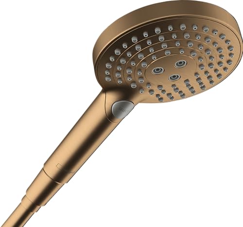 hansgrohe Raindance Select S - wassersparender Duschkopf 8 l/min (EcoSmart), Handbrause mit 3 Strahlarten (inkl. PowderRain), Duschbrause, Sparduschkopf mit Antikalk-Funktion, Brushed Bronze, 26515140 von hansgrohe