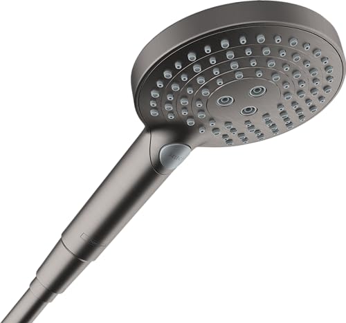 hansgrohe Raindance Select S - wassersparender Duschkopf 8 l/min (EcoSmart), Handbrause mit 3 Strahlarten (inkl. PowderRain), Duschbrause, mit Antikalk-Funktion, Brushed Black Chrome, 26515340 von hansgrohe