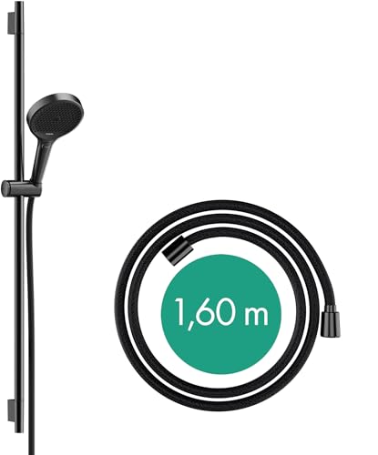 hansgrohe Rainfinity - Duschset, runder Duschkopf mit Brausestange 90cm, Halterung und Designflex Textil Brauseschlauch 160cm, Duschbrause mit 3 Strahlarten, Mattschwarz hansgrohe Rainfinity - Duschset, runder Duschkopf mit Brausestange 90cm, Halterung und Designflex Textil Brauseschlauch 160cm, Duschbrause mit 3 Strahlarten, Mattschwarz von hansgrohe