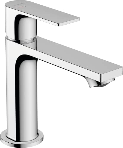 hansgrohe Rebris E - Waschtischarmatur mit Zugstangen-Ablauf aus Metall, energiesparend (CoolStart), Wasserhahn Bad mit Auslaufhöhe 109 mm, Waschtischmischer wassersparend (EcoSmart), Chrom, 72551000 von hansgrohe