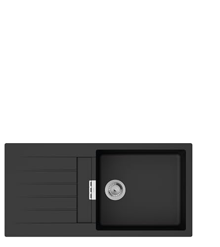 hansgrohe S520-F480 Spülbecken, Einbauspüle mit Abtropffläche, rechteckige Küchenspüle 980x480 mm, Waschbecken Küche für Unterbau ab 60 cm, Graphitschwarz von hansgrohe