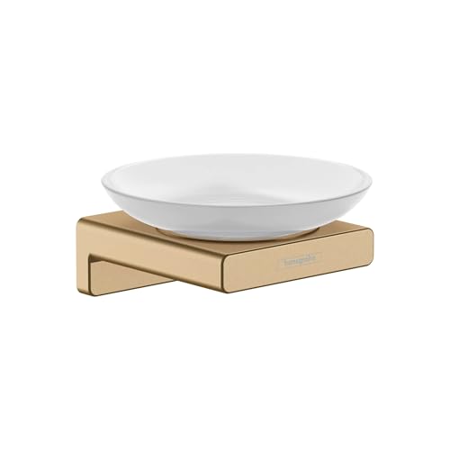 hansgrohe AddStoris - Seifenschale, Seifenablage für Wandmontage, verdeckte Befestigung, Badezimmer Zubehör, Brushed Bronze, 41746140 von hansgrohe