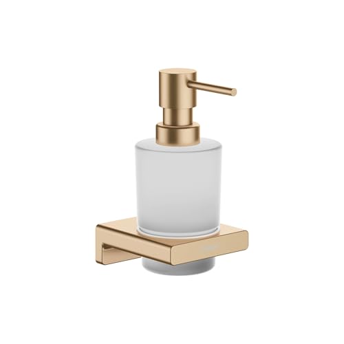 hansgrohe Seifenspender AddStoris, nachfüllbarer Seifendosierer für Flüssigseife und Lotion, Brushed Bronze, 115 x 90 x 165 von hansgrohe