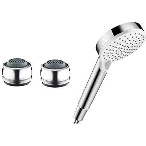 hansgrohe Soft Jet Luftsprudler Comfort M24, 2er Set, Silber/Chrom & wassersparender Duschkopf Crometta, Sparduschkopf 6l/min, Duschbrause, 2 Strahlarten, Weiß/Chrom von hansgrohe