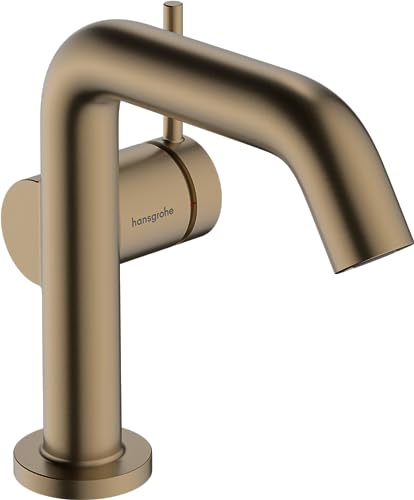 hansgrohe Tecturis S Fine - Waschtischarmatur mit Zugstange, energiesparend (CoolStart), Wasserhahn Bad mit Auslauf Höhe 110mm, Mischbatterie Waschbecken wassersparend (EcoSmart+), Brushed Bronze von hansgrohe