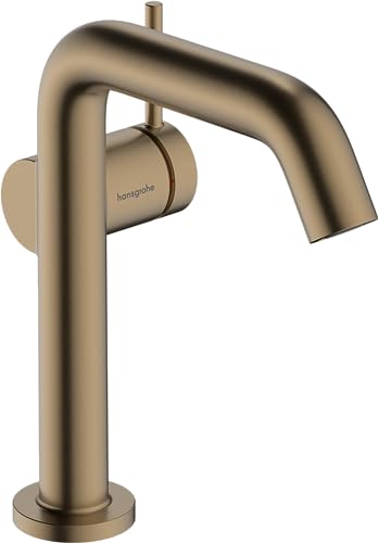 hansgrohe Tecturis S Fine - Waschtischarmatur ohne Ablauf, energiesparend (CoolStart), Wasserhahn Bad mit Auslauf Höhe 150mm, Mischbatterie Waschbecken wassersparend (EcoSmart+), Brushed Bronze von hansgrohe