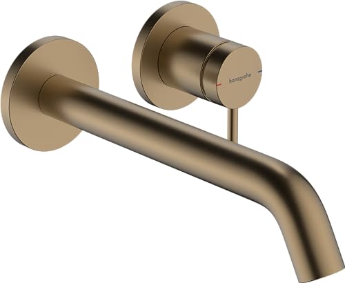 hansgrohe Tecturis S - Waschtischarmatur Unterputz für Wandmontage, Wasserhahn Bad mit Auslauf Länge 22,5cm, Mischbatterie Waschbecken wassersparend (EcoSmart+), Brushed Bronze von hansgrohe