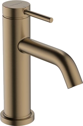 hansgrohe Tecturis S - Waschtischarmatur ohne Ablauf, energiesparend (CoolStart), Wasserhahn Bad mit Auslauf Höhe 80mm, Mischbatterie Waschbecken wassersparend (EcoSmart+), Brushed Bronze von hansgrohe